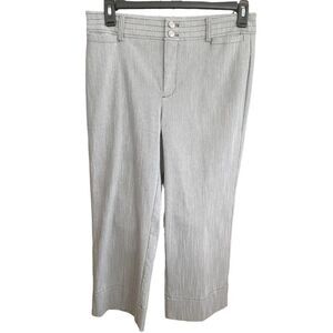 Chico's 1 Black White Striped High Rise Wide Leg Crop Pants Women’s 8-10 Medium